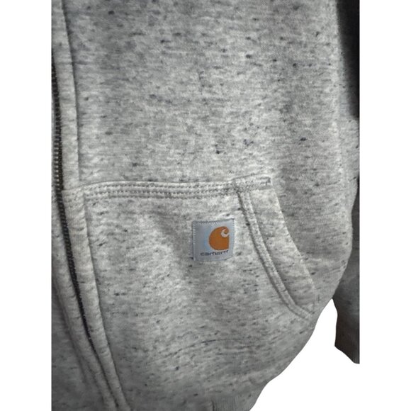 Carhartt Youth M Sherpa Lined Zip Hoodie Gray Relaxed Fit Full Zip Jacket Warm - Picture 10 of 10